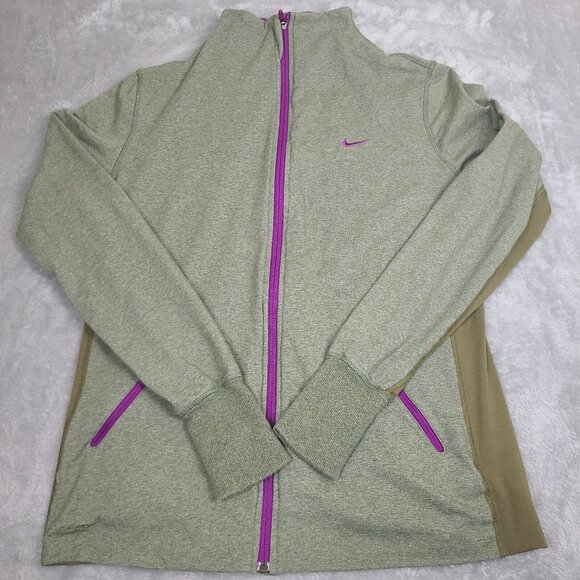 Nike Pro Dri Fit  Purple Stripe Swoosh Full Zip Women’s Jacket Sz XL - Picture 1 of 6